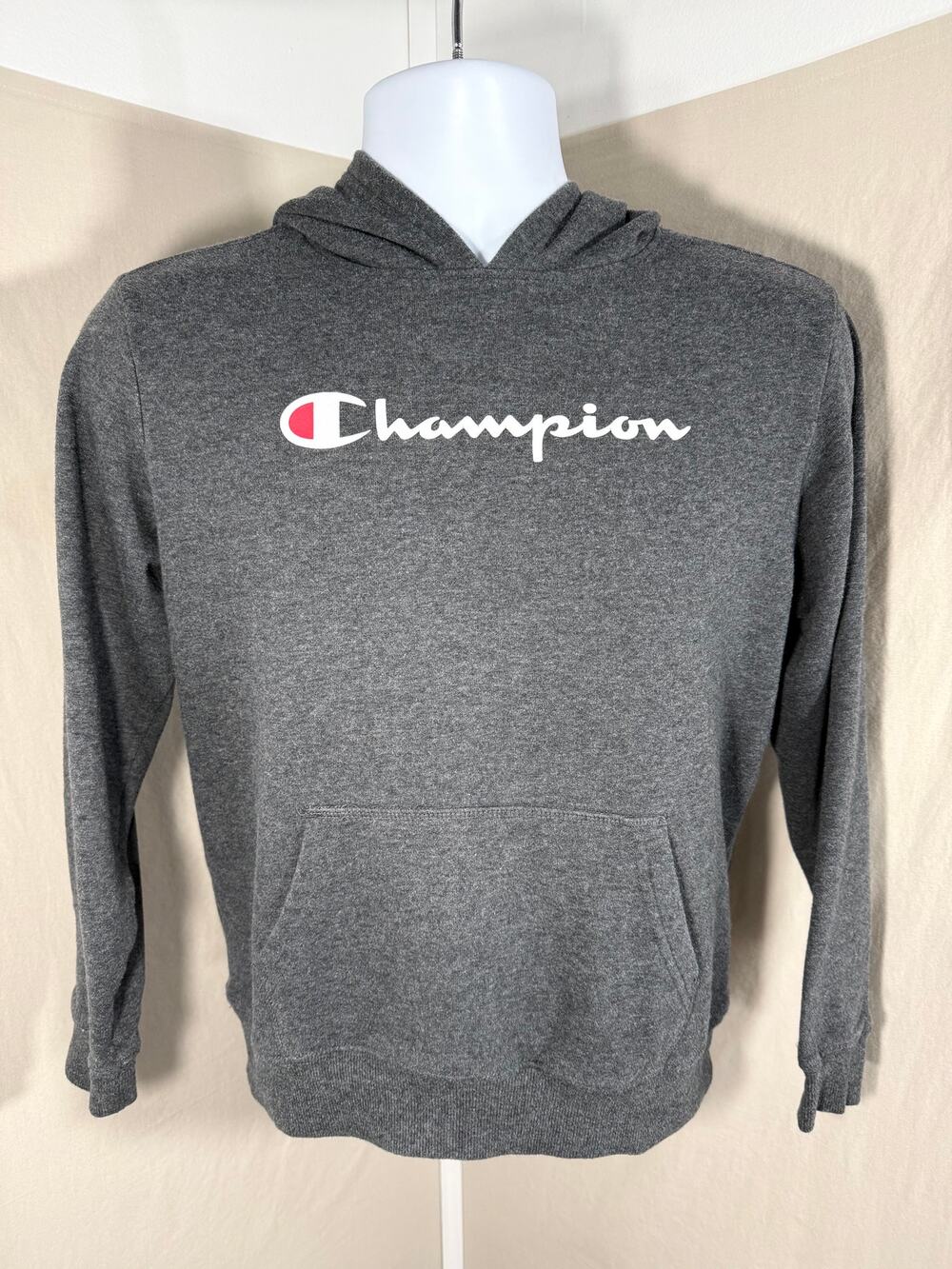 Champion Youth Gray Classic Embroidered Script Hoodie Size L 14/16